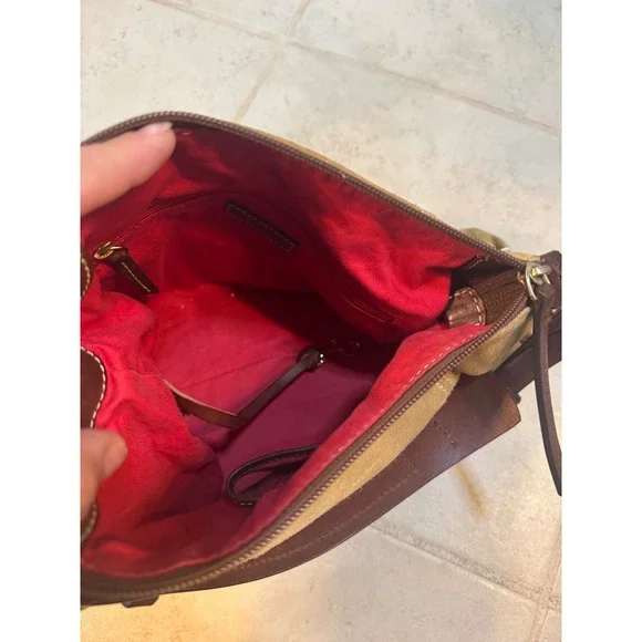 Dooney & Bourke Small East West Slouch‎ Suede Shoulder Bag Camel Brown - Picture 7 of 14